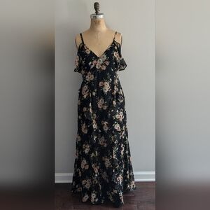 Old Navy The Occasion Black Floral Off-shoulder Wedding Guest Maxi Dress